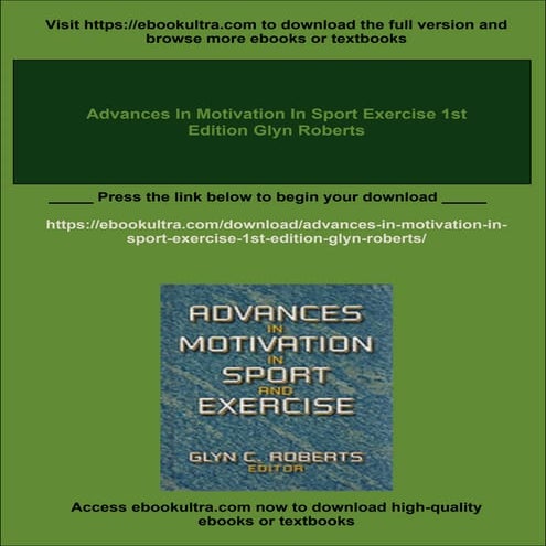 Advances In Motivation In Sport Exercise 1st Edition Glyn Roberts