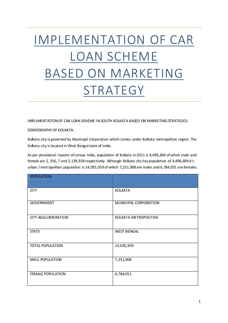IMPLEMENTATION OF CAR LOAN SCHEME