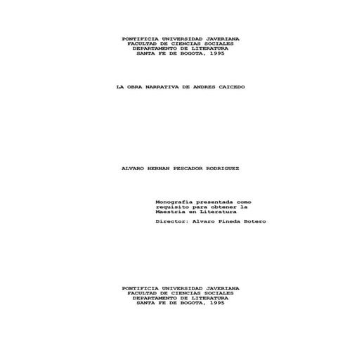 La Obra Narrativa de Andrés Caicedo 