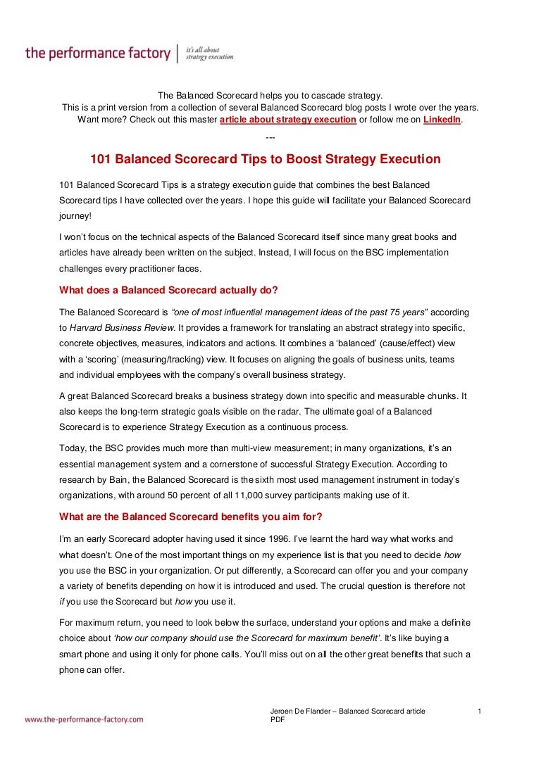 balanced scorecard essay