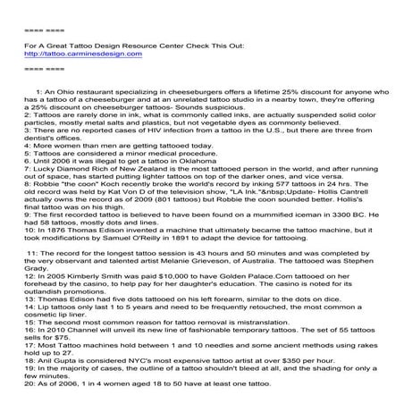 Guide containing Tattoo Facts