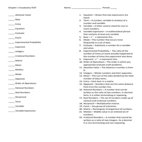 101 Vocabulary01 Key