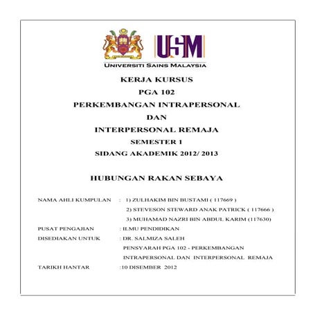 Contoh Tugasan : Tajuk Rakan Sebaya