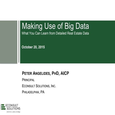 Making Use of Big Data October 2015