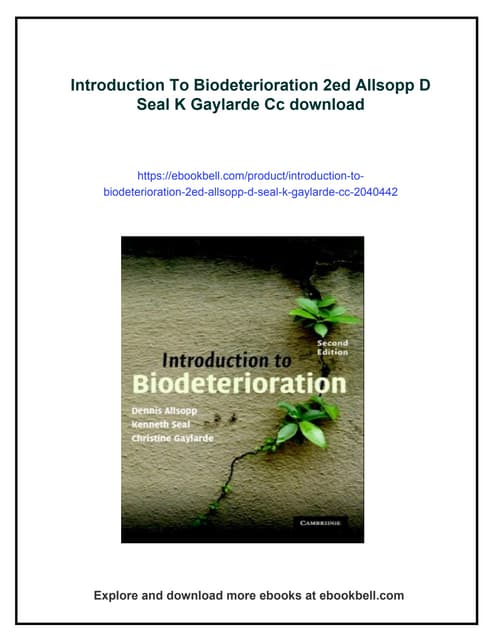 Introduction To Biodeterioration 2ed Allsopp D Seal K Gaylarde Cc