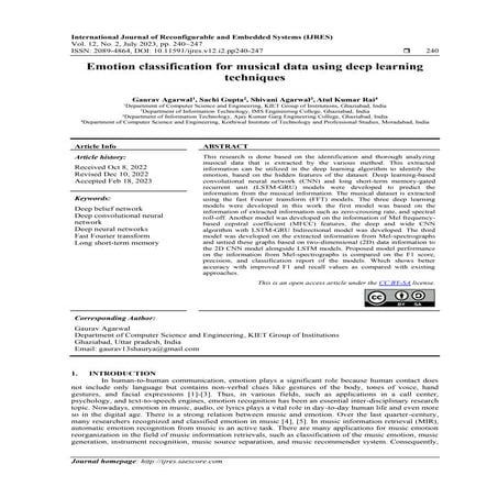 Emotion classification for musical data using deep learning techniques ...