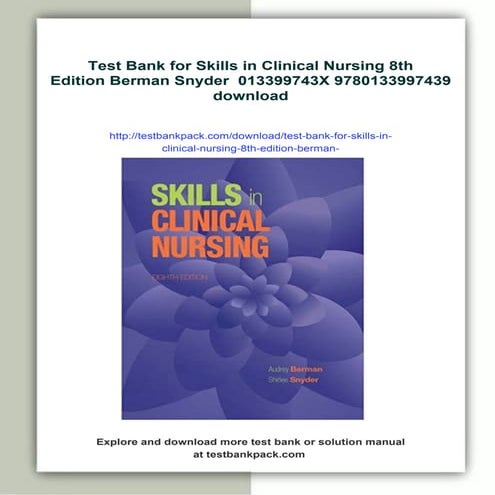 Test Bank for Skills in Clinical Nursing 8th Edition Berman Snyder ...