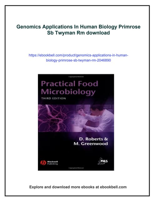 Genomics Applications In Human Biology Primrose Sb Twyman Rm