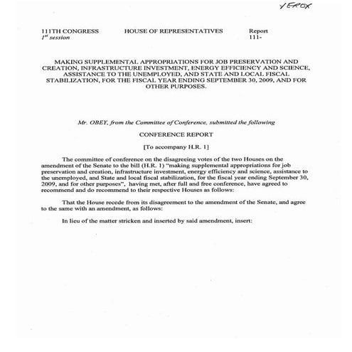 American Recovery and Reinvestment Conference Report Division A