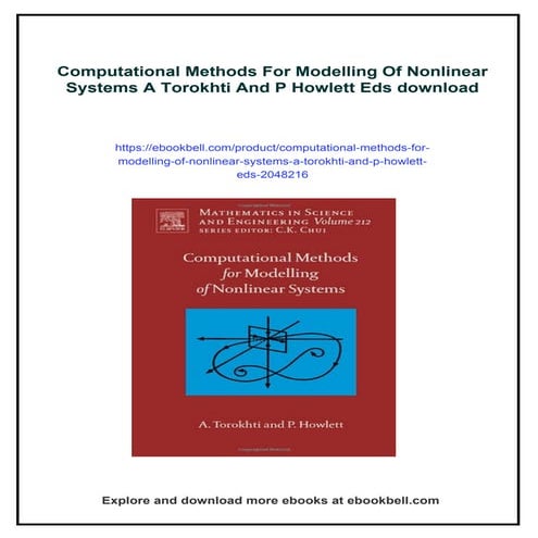 Computational Methods For Modelling Of Nonlinear Systems A Torokhti And P How...