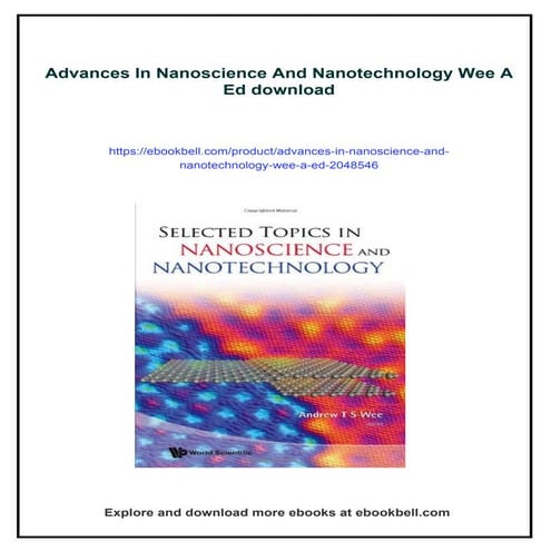 Advances In Nanoscience And Nanotechnology Wee A Ed | PDF