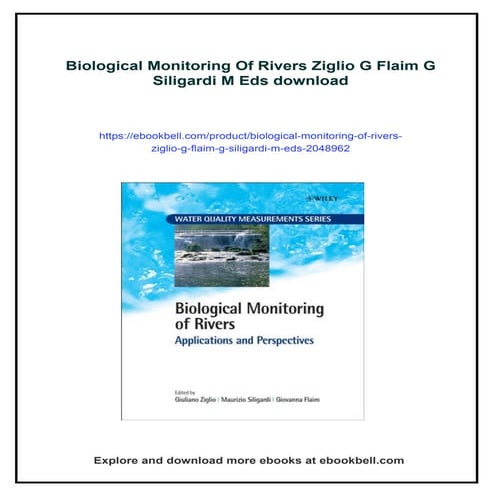 Biological Monitoring Of Rivers Ziglio G Flaim G Siligardi M Eds