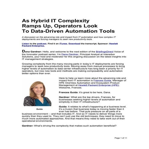 As Hybrid IT Complexity Ramps Up, Operators Look To Data-Driven Automation Tools