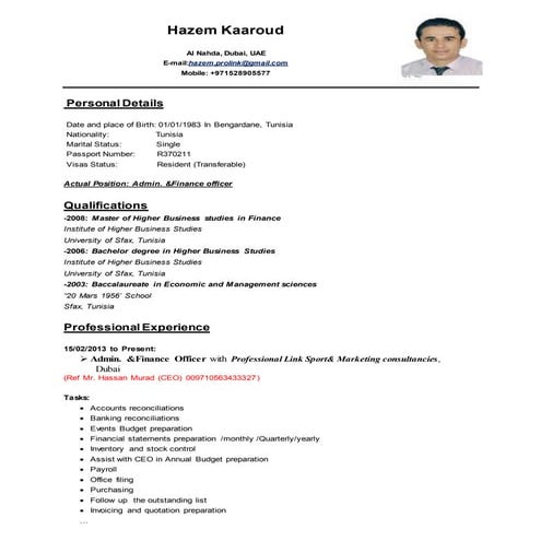 Hazem Kaaroud CV 2015