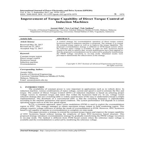 Improvement of Torque Capability of Direct Torque Control of Induction Machines
