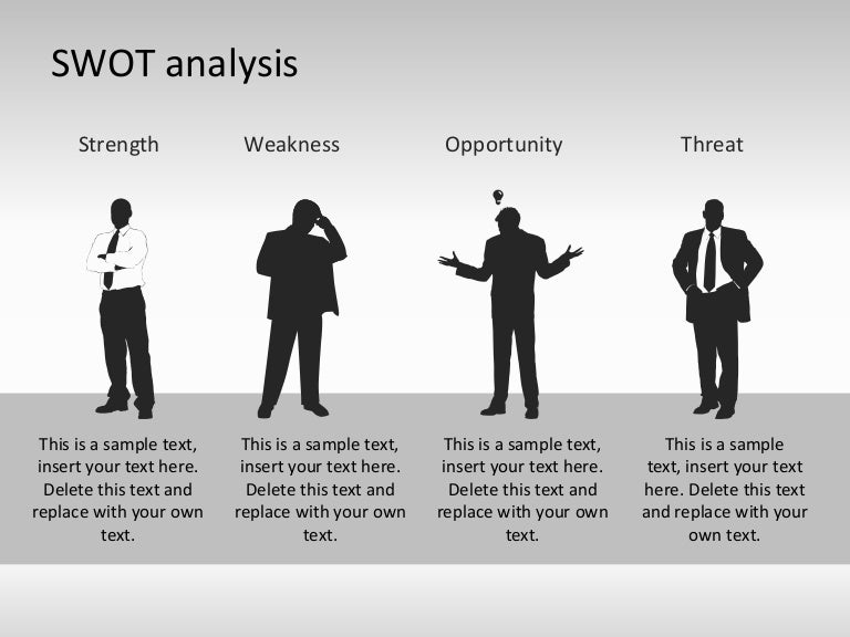 1027 swot analysis with human silhouette powerpoint template