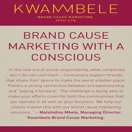 Kwambele Brand Cause Marketing Company Profile
