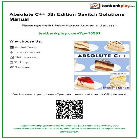 Absolute C++ 5th Edition Savitch Solutions Manual | PDF