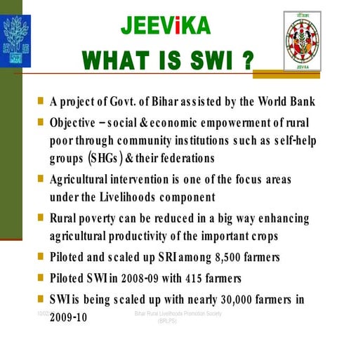 1029 JEEVIKA What is System of Wheat Intensification (SWI)