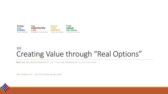 102 Creating Value with Real Options