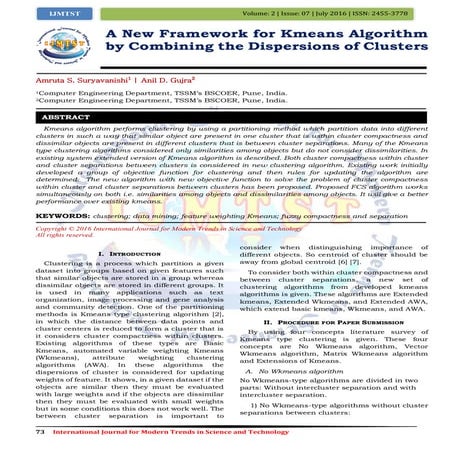 A New Framework for Kmeans Algorithm by Combining the Dispersions of Clusters