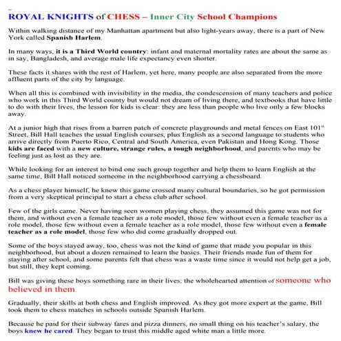 ROYAL KNIGHTS Of CHESS – Inner City School Champions