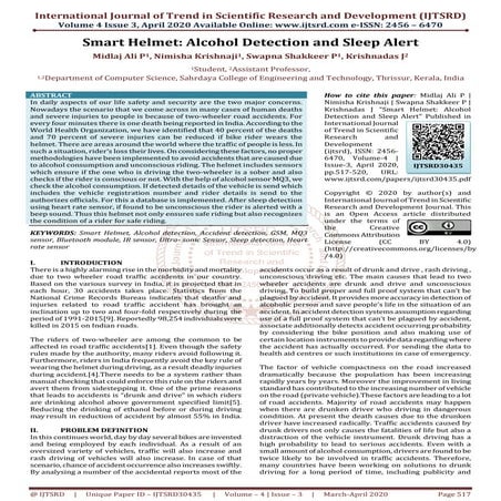 Smart Helmet Alcohol Detection and Sleep Alert