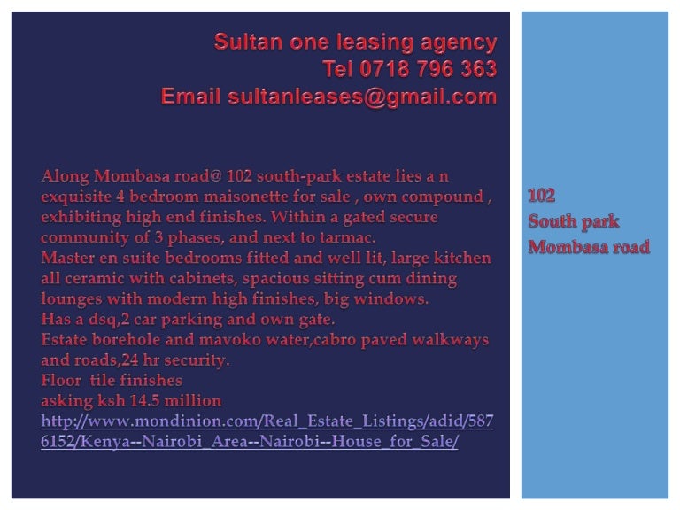102 south park mombasa road unit for sale