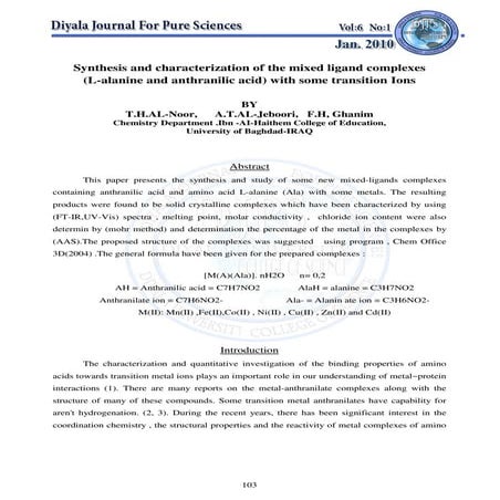 Synthesis and characterization of the mixed ligand complexes | PDF