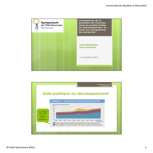 CONF. 103 - L'importance de la passsation de marchés dans les projets d'aide ...
