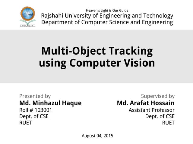 Multi Object Tracking | Presentation 1 | ID 103001