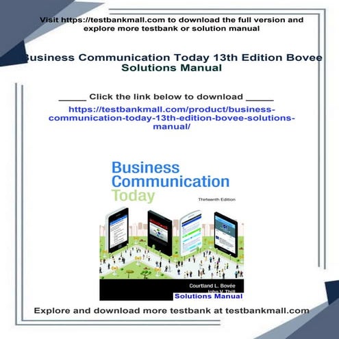 Get Business Communication Today 13th Edition Bovee Solutions Manual Free All...