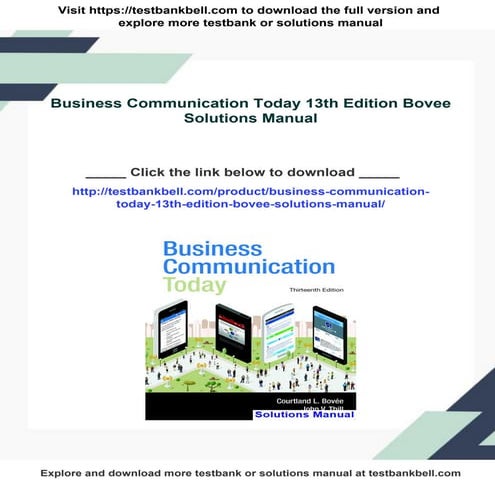 Business Communication Today 13th Edition Bovee Solutions Manual