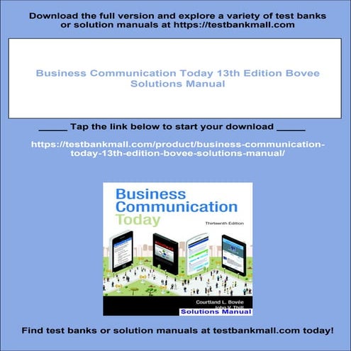 Business Communication Today 13th Edition Bovee Solutions Manual