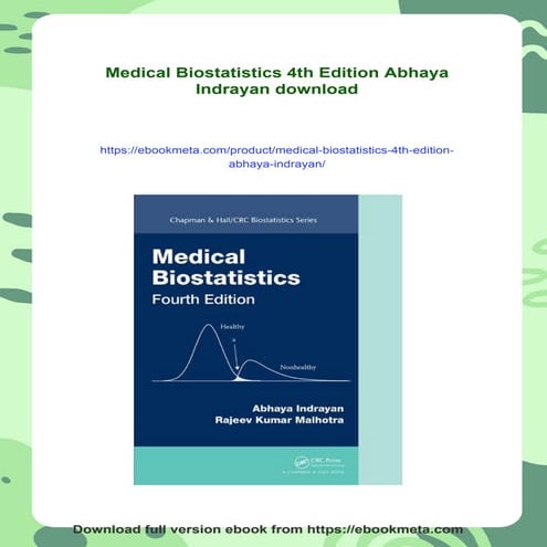 Medical Biostatistics 4th Edition Abhaya Indrayan