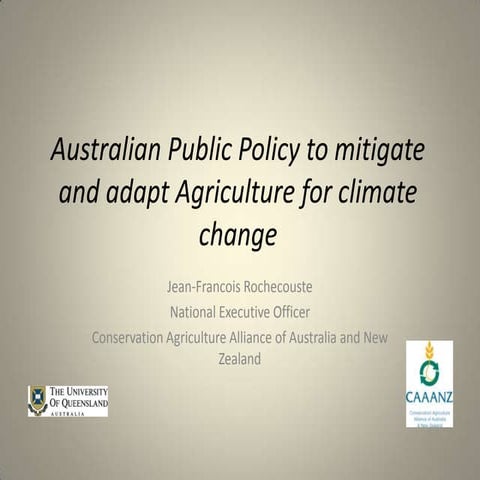 Australian public policy to mitigate and adapt agriculture for climate change...