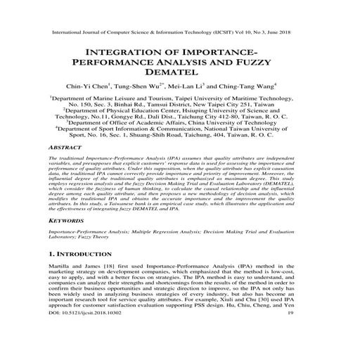 INTEGRATION OF IMPORTANCEPERFORMANCE ANALYSIS AND FUZZY DEMATEL | PDF