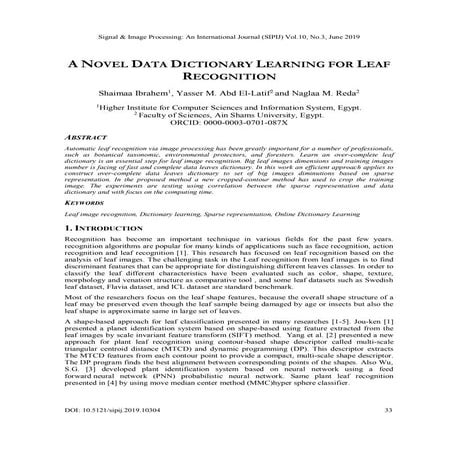 A Novel Data Dictionary Learning for Leaf Recognition