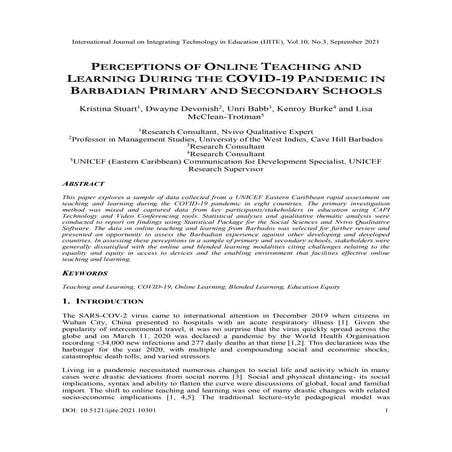 Perceptions of Online Teaching and Learning During the Covid-19 ...