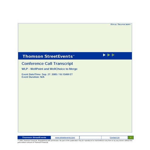 WellPoint 2003 summary annual report | PDF