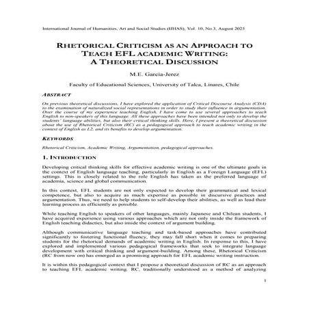 RHETORICAL CRITICISM AS AN APPROACH TO TEACH EFL ACADEMIC WRITING: A ...