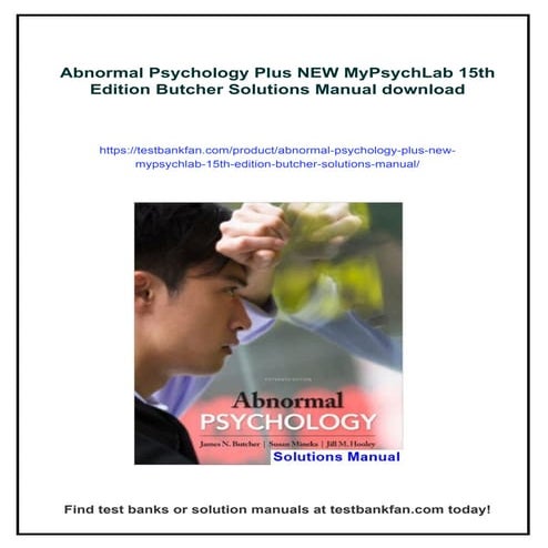 Abnormal Psychology Plus NEW MyPsychLab 15th Edition Butcher Solutions ...