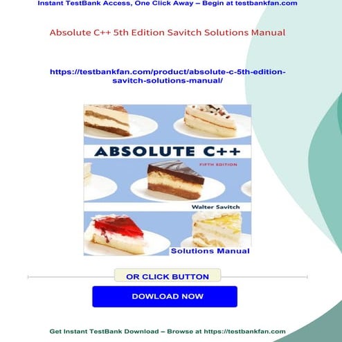 Absolute C++ 5th Edition Savitch Solutions Manual | PDF