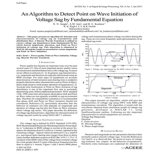 An Algorithm to Detect Point on Wave Initiation of Voltage Sag by Fundamental...