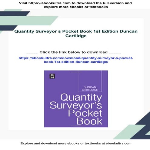Quantity Surveyor s Pocket Book 1st Edition Duncan Cartlidge