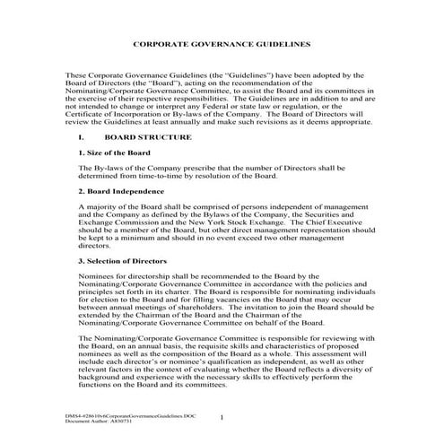 Corporate Governance Guidelines