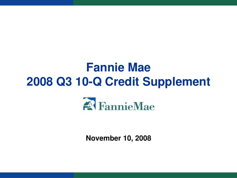 fannie mae Credit Supplement
