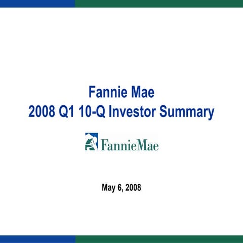fannie mae Investor Summary