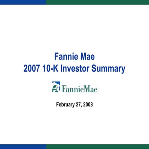fannie mae Investor Summary 