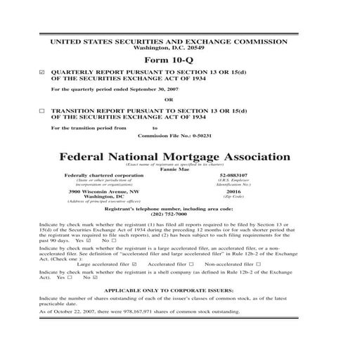fannie mae 2007 3rd